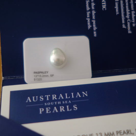 White South Sea Loose Pearl, Single Smooth Baroque 13*15.2mm, PASPALEY