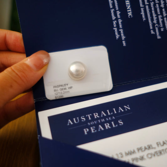 White South Sea Loose Pearl, Button 12*13.2mm, PASPALEY
