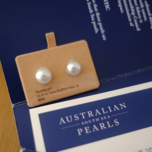 White South Sea Loose Pearl, Pair of Rough Baroque 10.7*10.4mm, PASPALEY