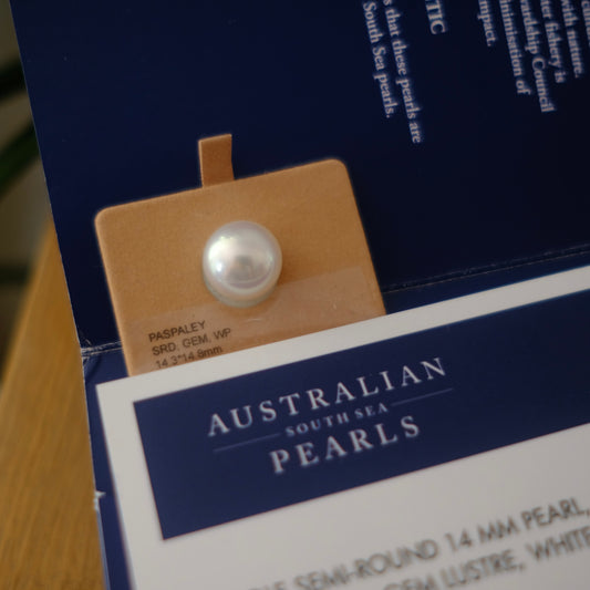 White South Sea Loose Pearl, Semi Round, 14.3*14.8mm, PASPALEY