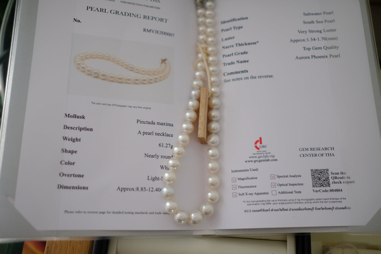 White South Sea Pearl Necklace, 8.85-12.4mm, Pearls Necklace, TOP GEM, Aurora Phoenix