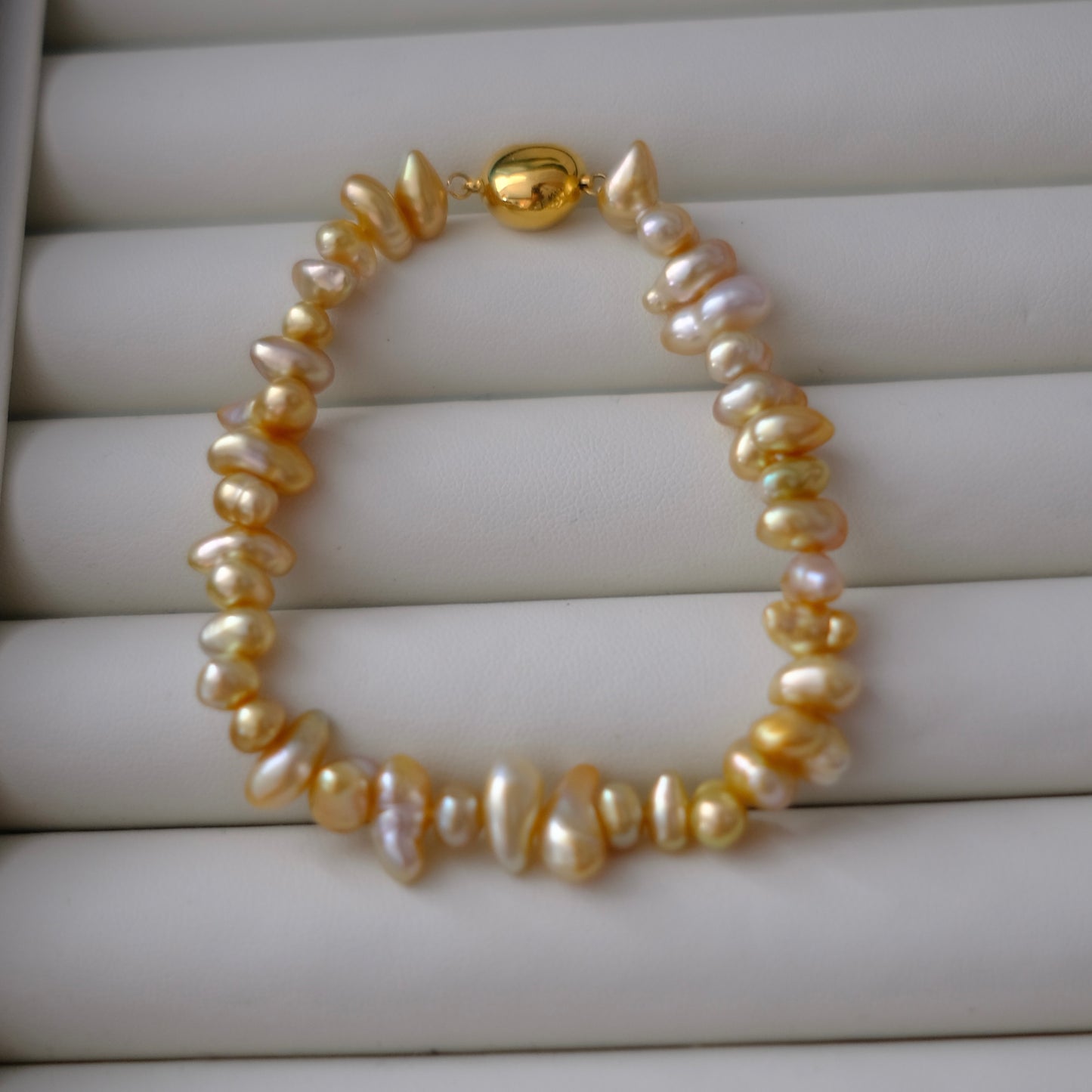 Golden South Sea Pearl Necklace, Keshi, 7-11mm