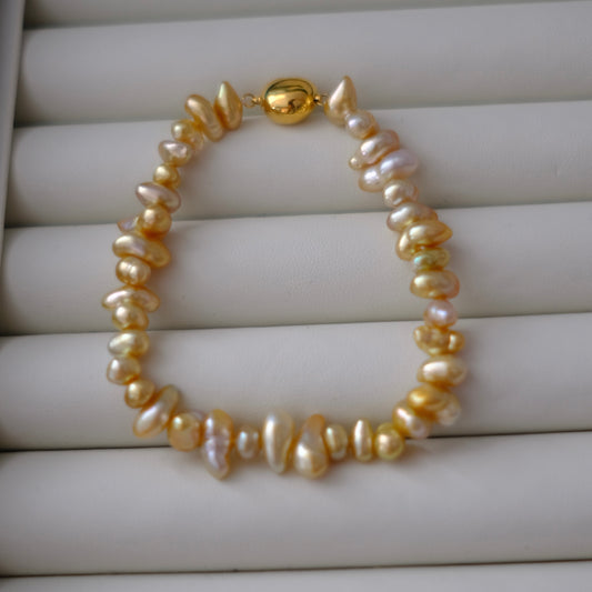 Golden South Sea Pearl Necklace, Keshi, 7-11mm