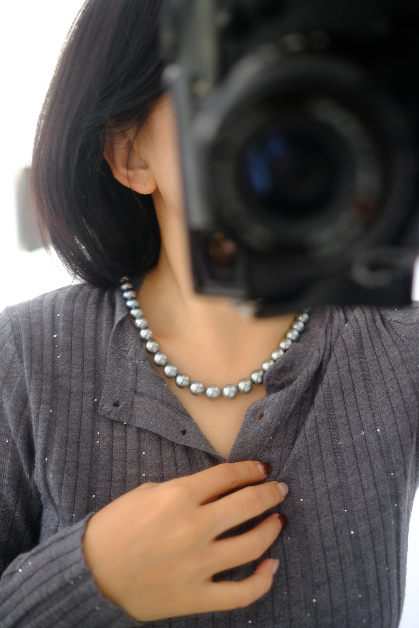 Tahitian Platinum Gray Necklace, 10-11.9mm, Pearl Necklace, GUILD Certificate #7773