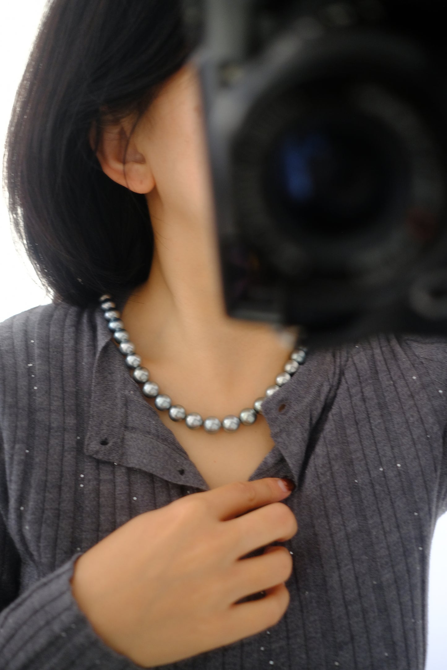 Tahitian Platinum Gray Necklace, 10-11.9mm, Pearl Necklace, GUILD Certificate #7773