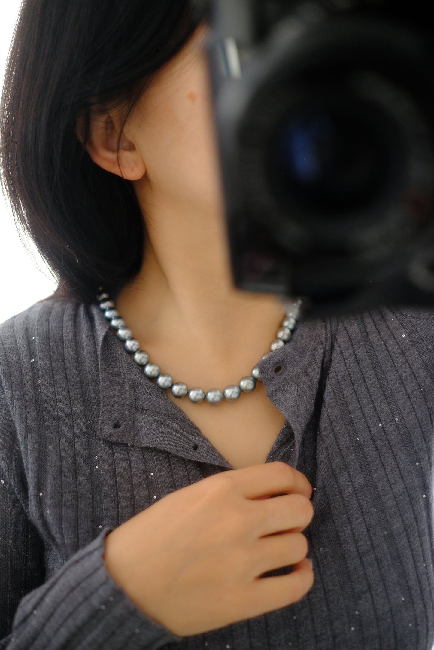 Tahitian Platinum Gray Necklace, 10-11.9mm, Pearl Necklace, GUILD Certificate #7773