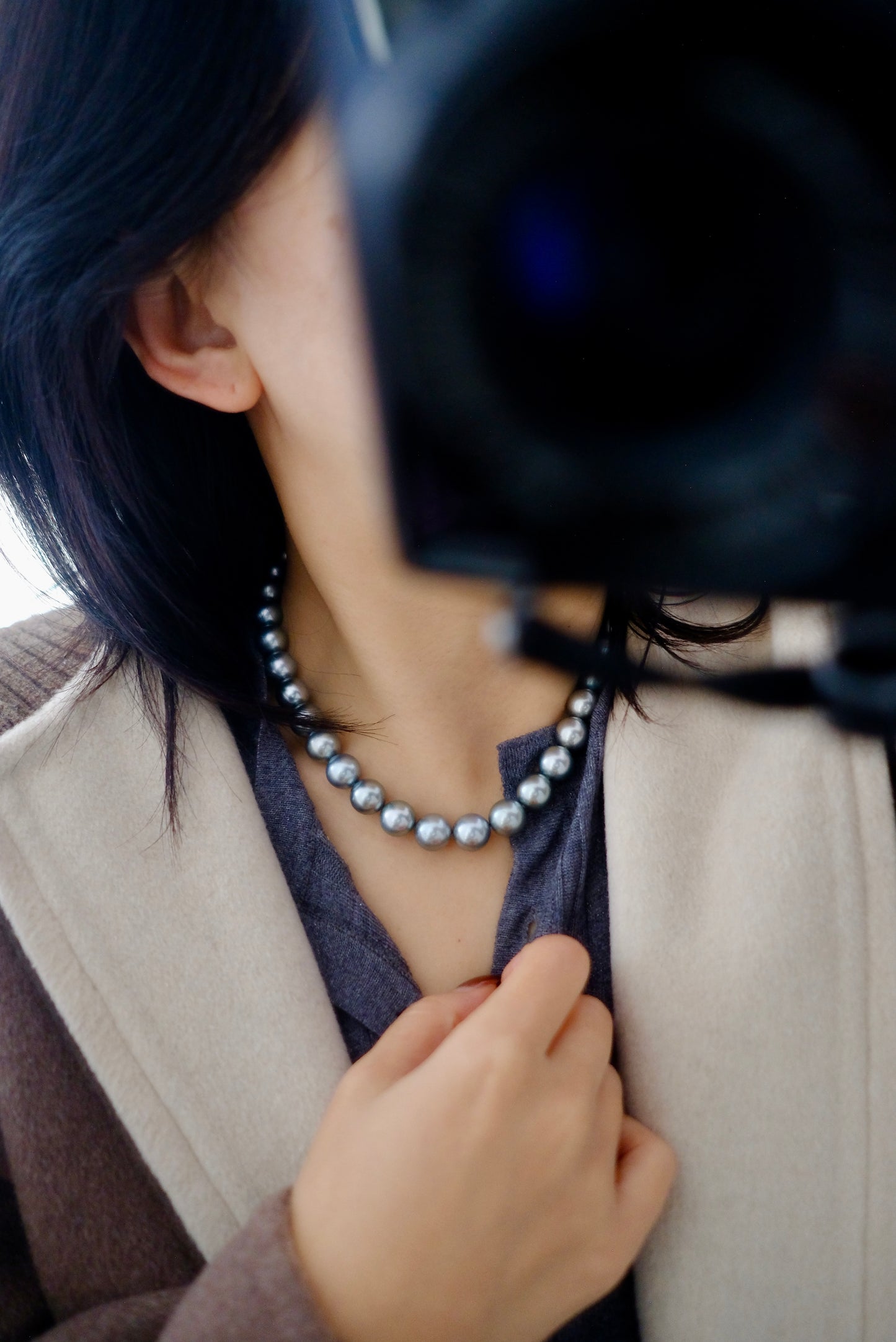 Tahitian Platinum Gray Necklace, 10-11.9mm, Pearl Necklace, GUILD Certificate #7773