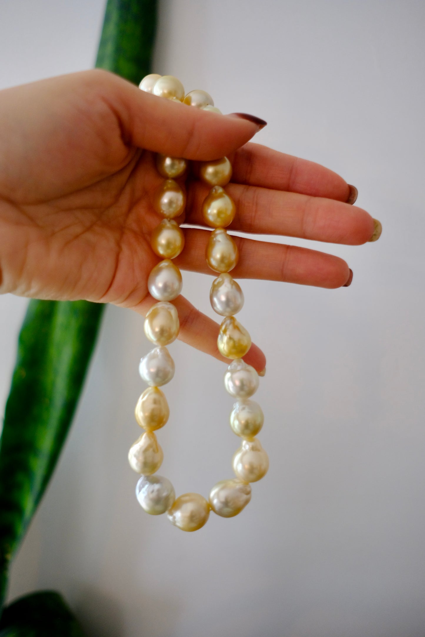 Golden South Sea Pearl Necklace, Baroque, 11.1-14.6mm