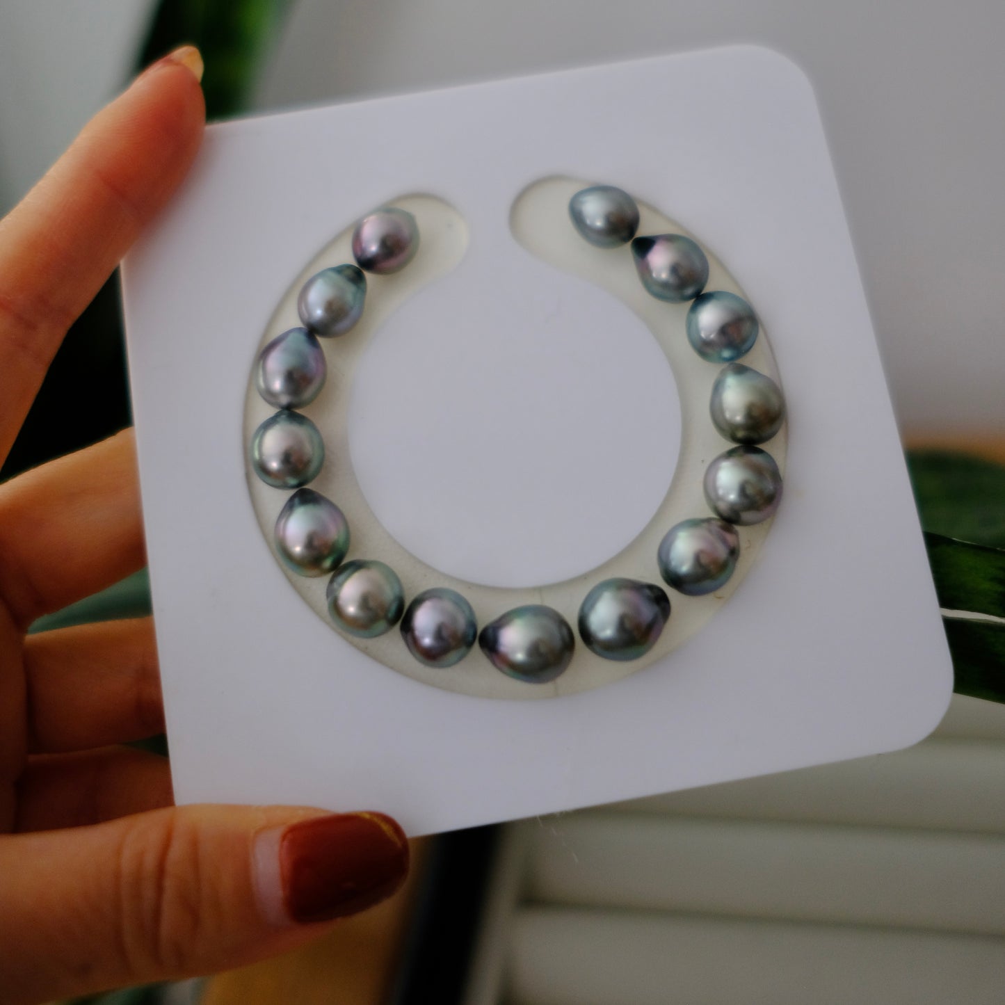Tahitian Pearl Bracelet, Baroque Drop, Platinum Grey, 8.8-10.6mm