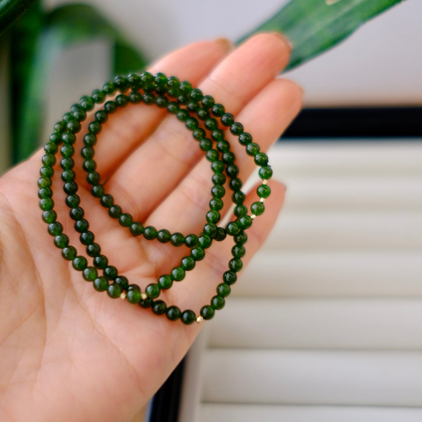 Siberian Jade Bracelet, AU750, 4mm