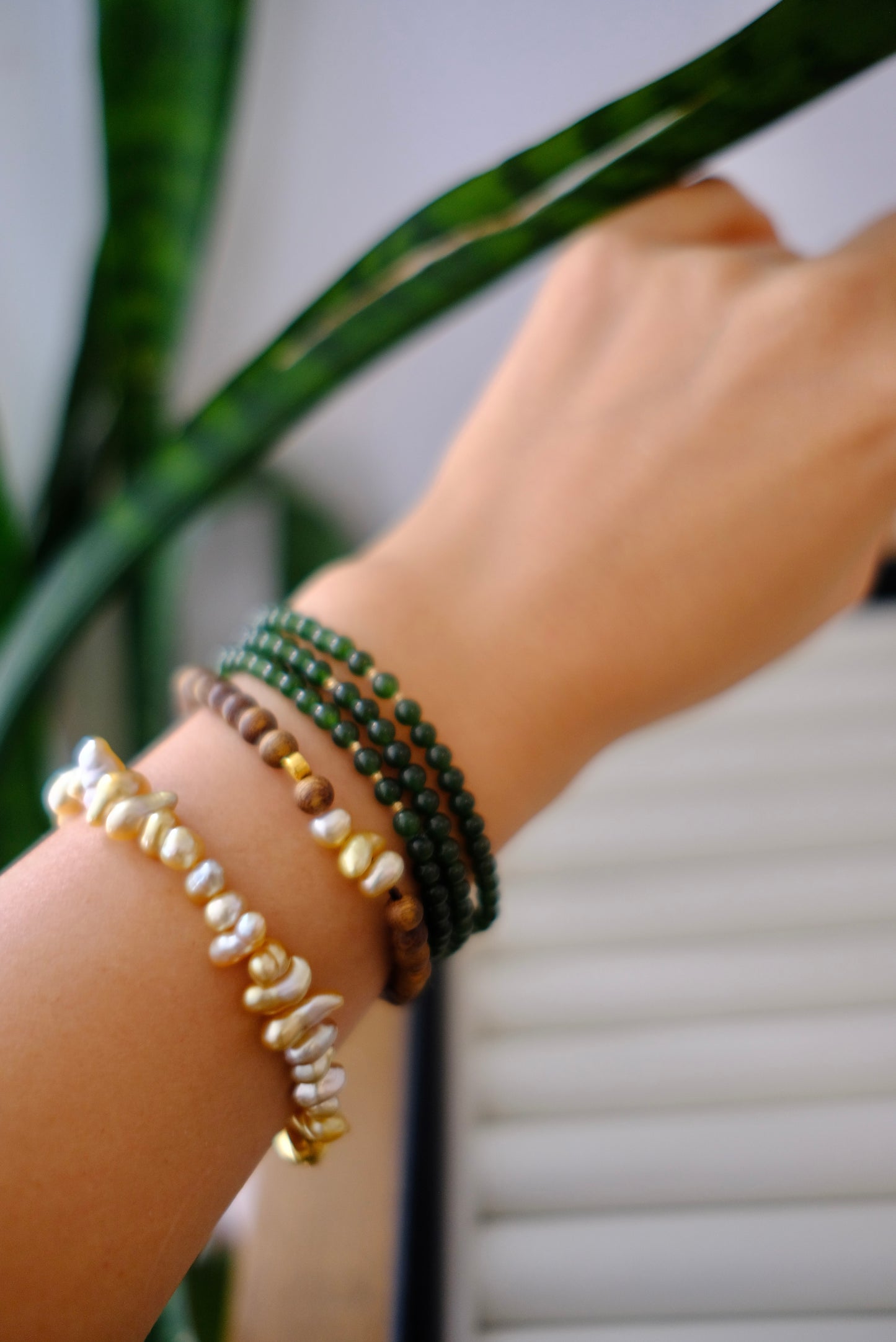 Siberian Jade Bracelet, AU750, 4mm