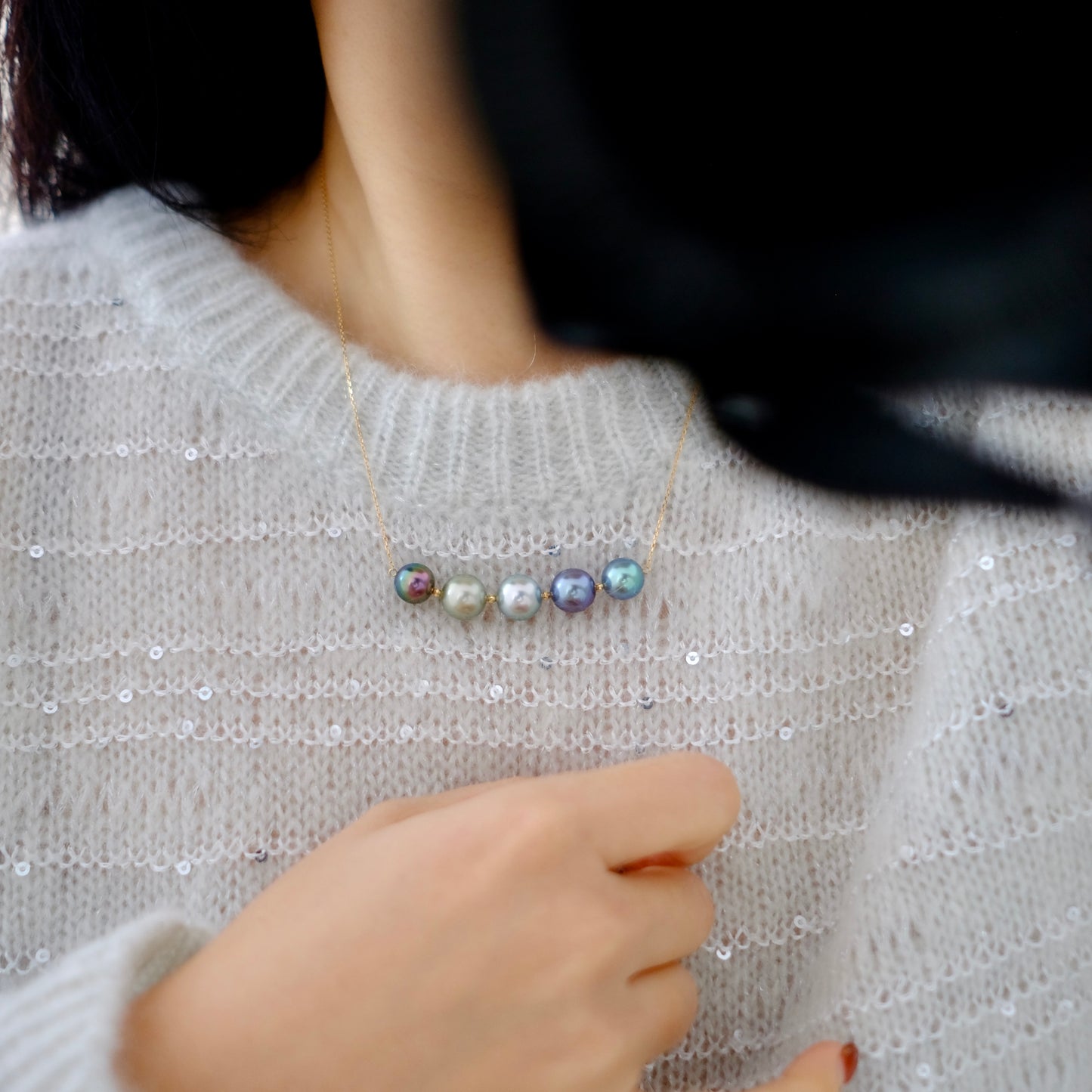 Tahitian Pearl 18K Balance Necklace, 9-11mm