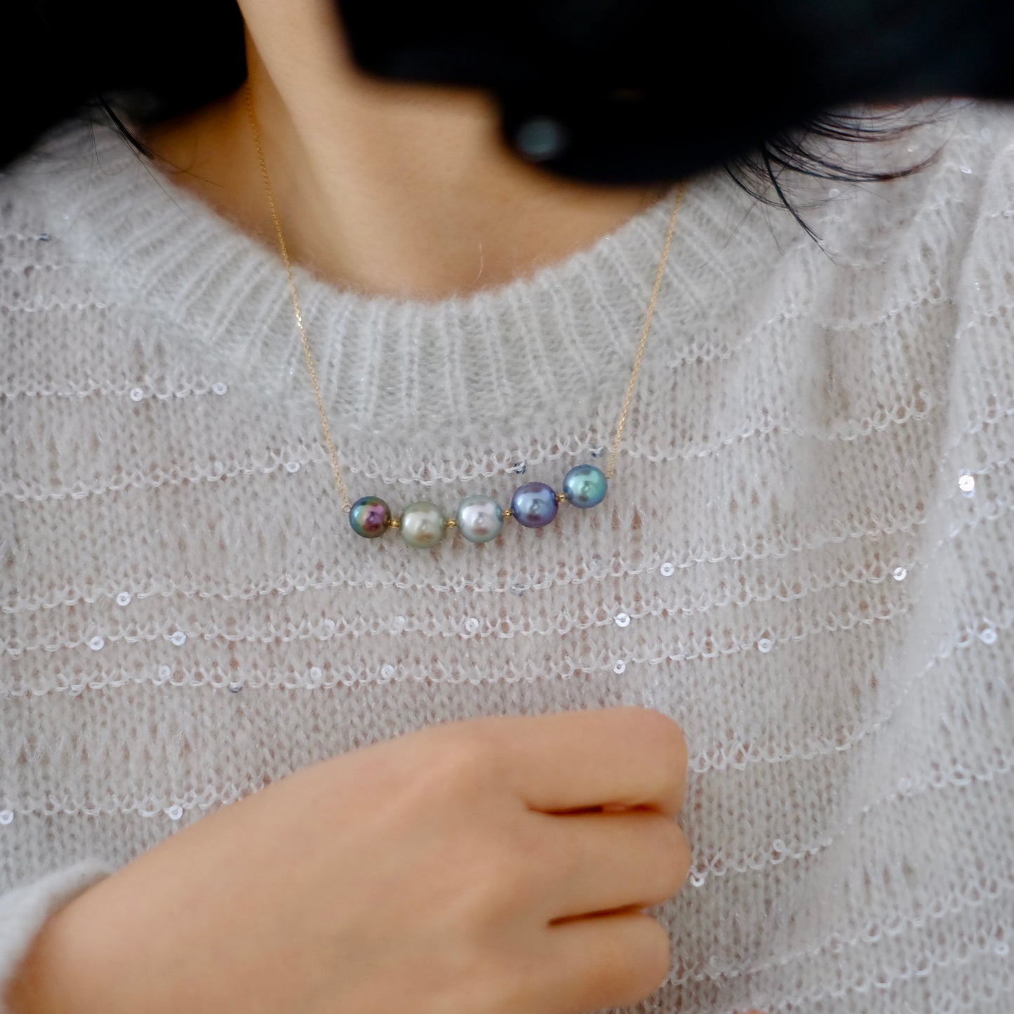 Tahitian Pearl 18K Balance Necklace, 9-11mm