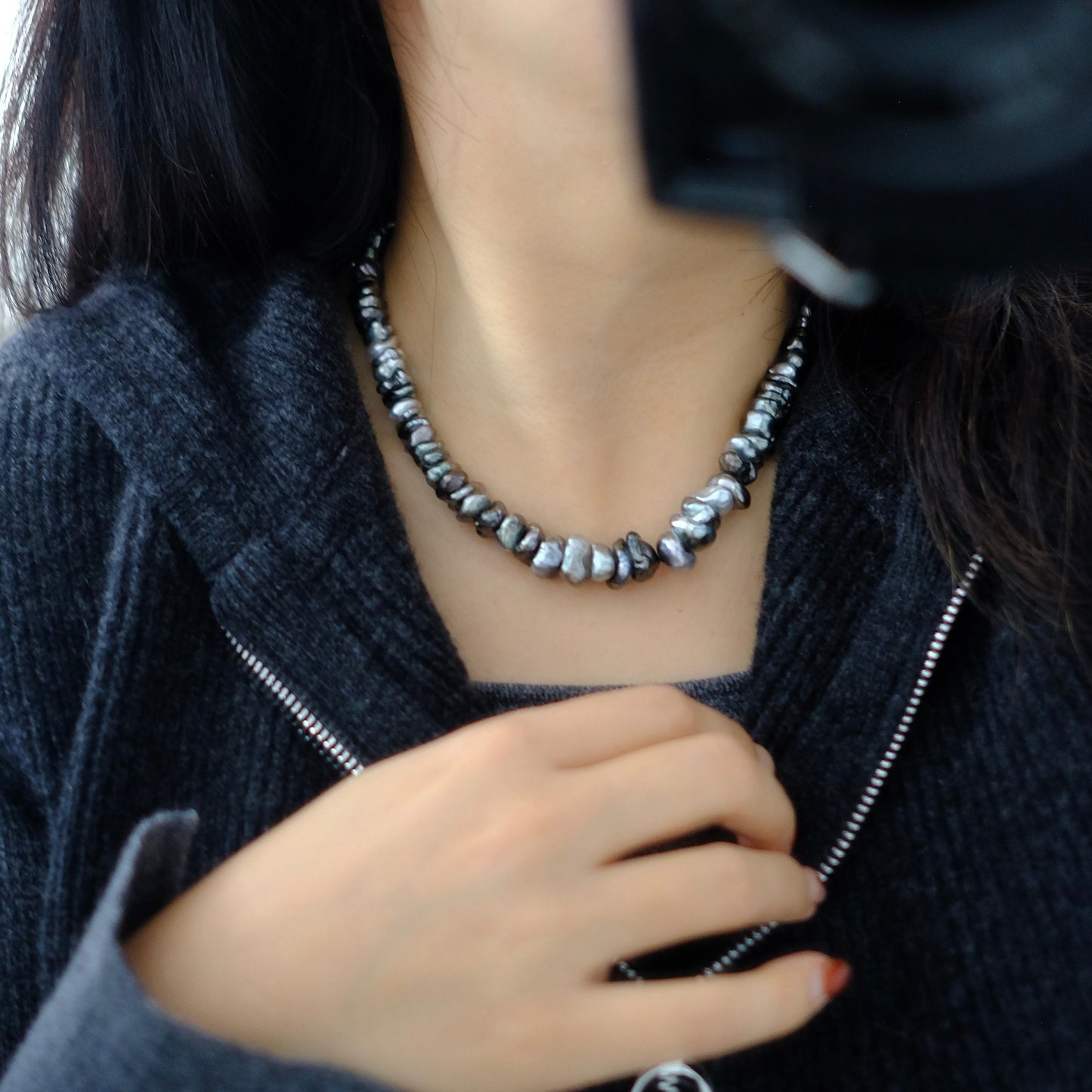 Tahitian Keshi Necklace, 6.7-13.6mm, PEARL SCIENCE LABORATORY