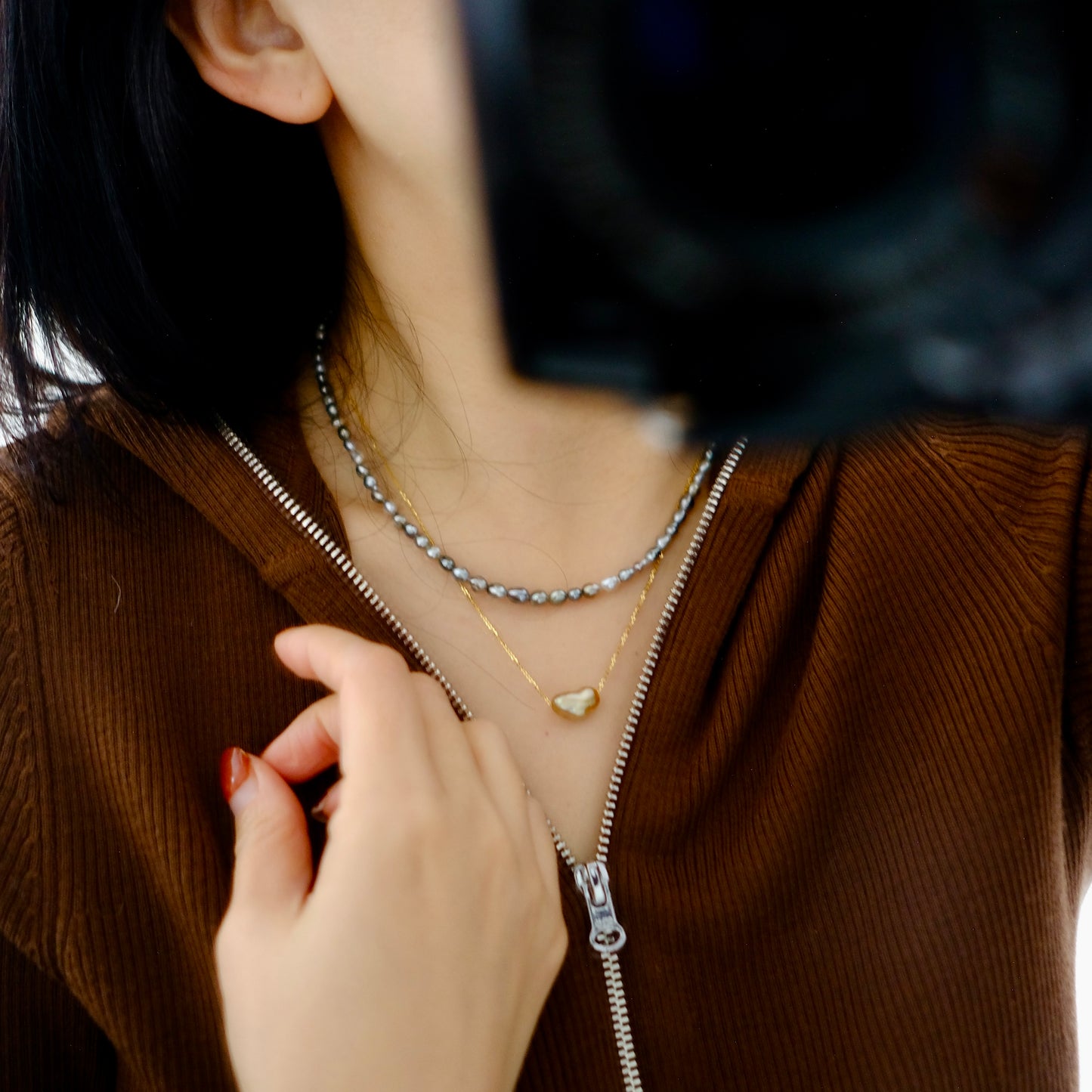 Tahitian Keshi Necklace, 3-4mm