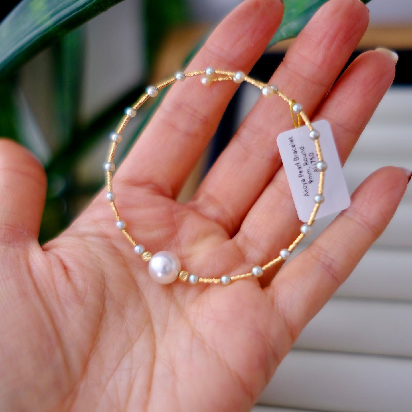 Akoya, 9mm, Elastic Pearl Bracelet, AU750