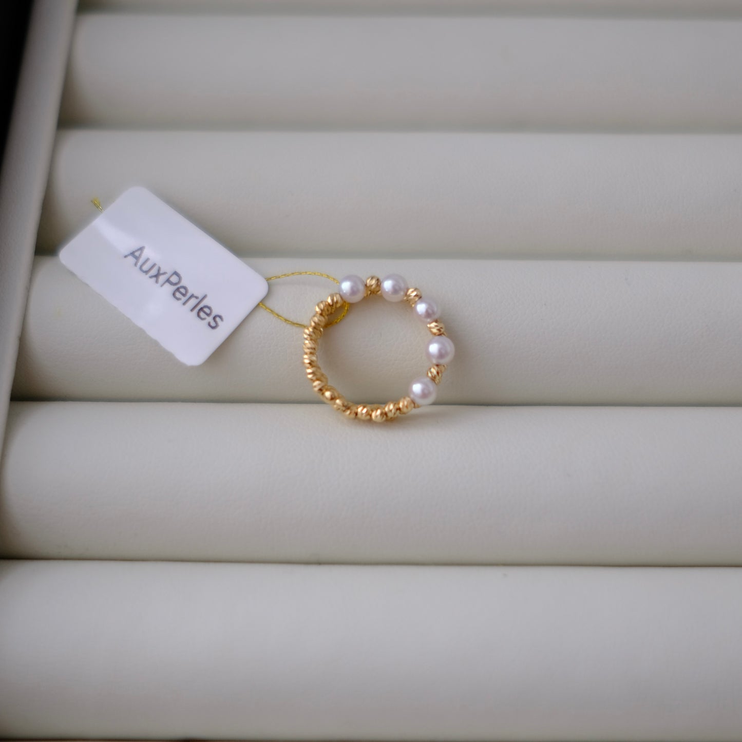 Akoya, 3.5-4mm, Elastic Pearl Ring, AU750