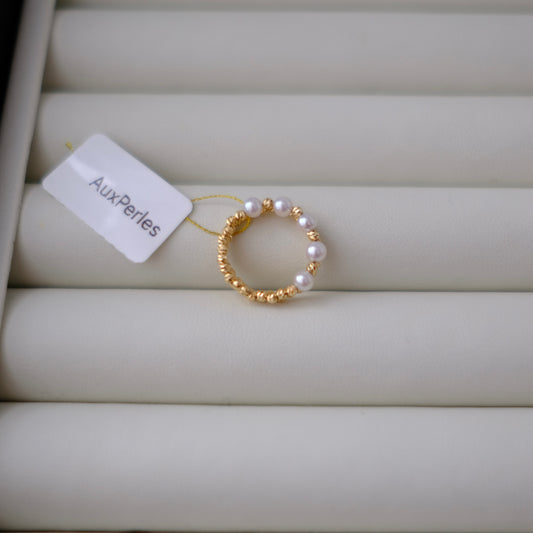 Akoya, 3.5-4mm, Elastic Pearl Ring, AU750