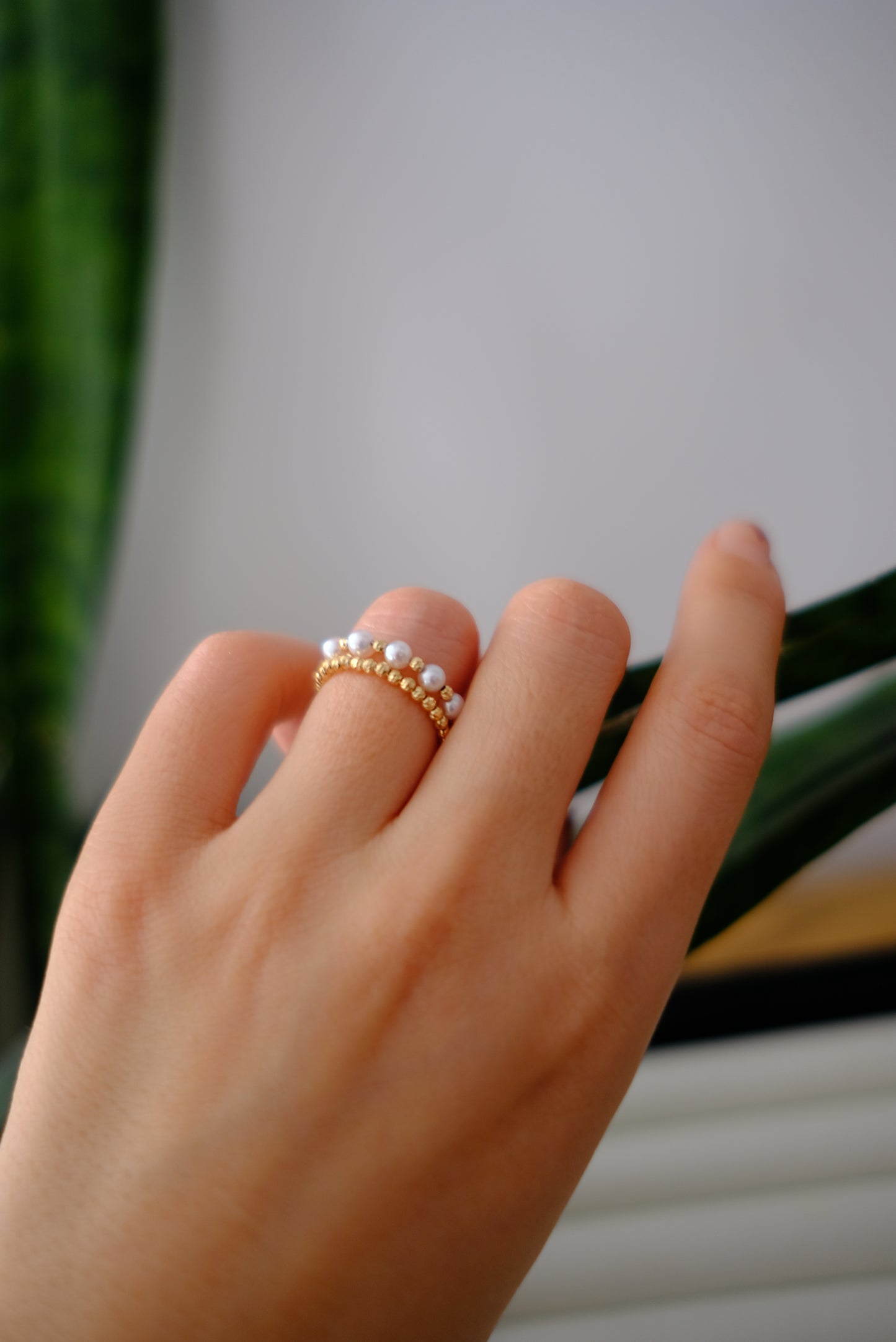 Akoya, 3.5-4mm, Elastic Pearl Ring, AU750