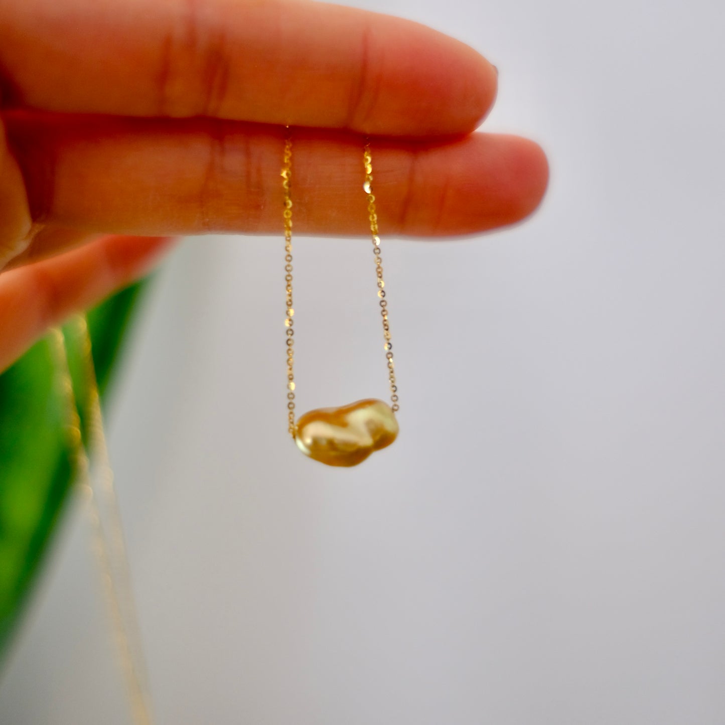 Golden South Sea Pearl 18K Balance Necklace, Keshi, 8-13.7mm