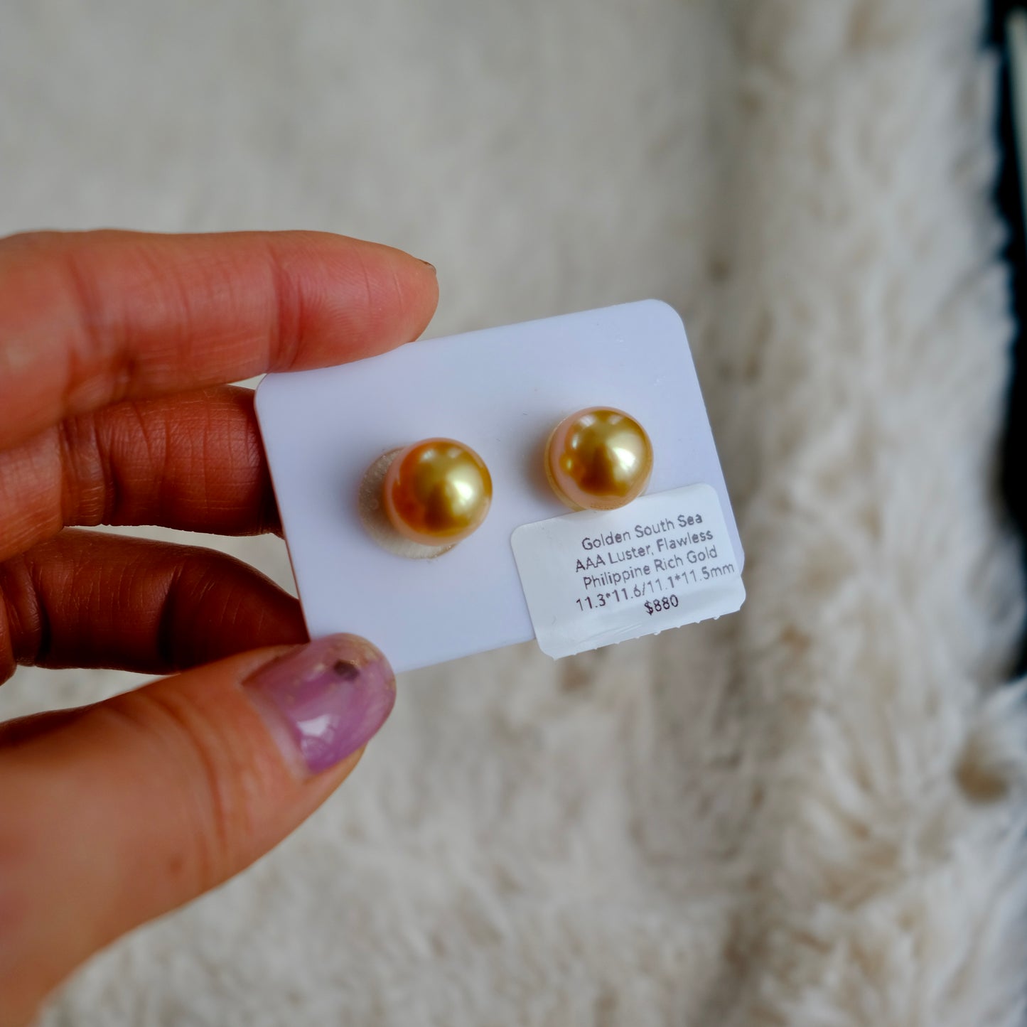 Golden South Sea Pair, Loose Pearl, Near Round, Rich Gold, 11.3*11.6/11.1*11.5mm