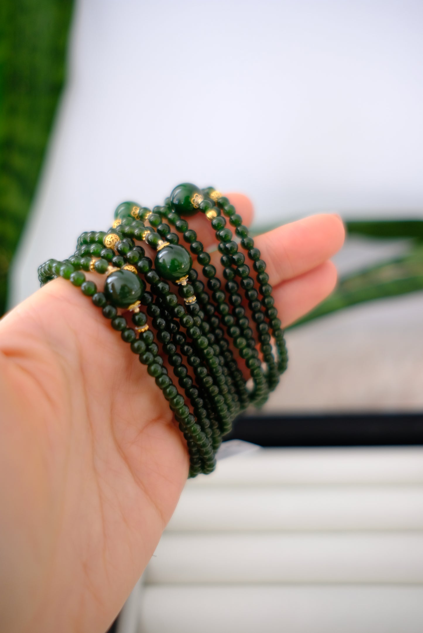 Siberian Jade Bracelet, AU750, 4mm/10mm