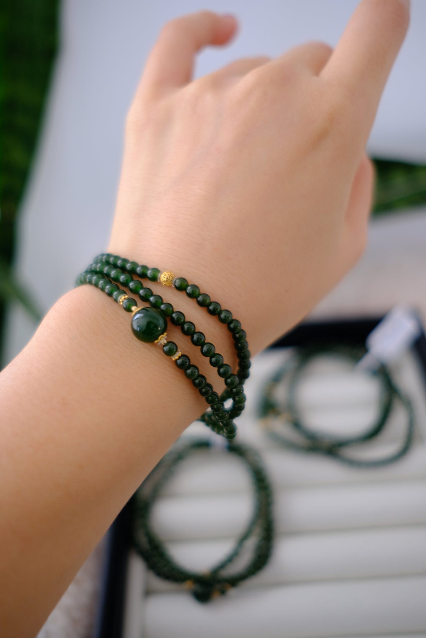 Siberian Jade Bracelet, AU750, 4mm/10mm