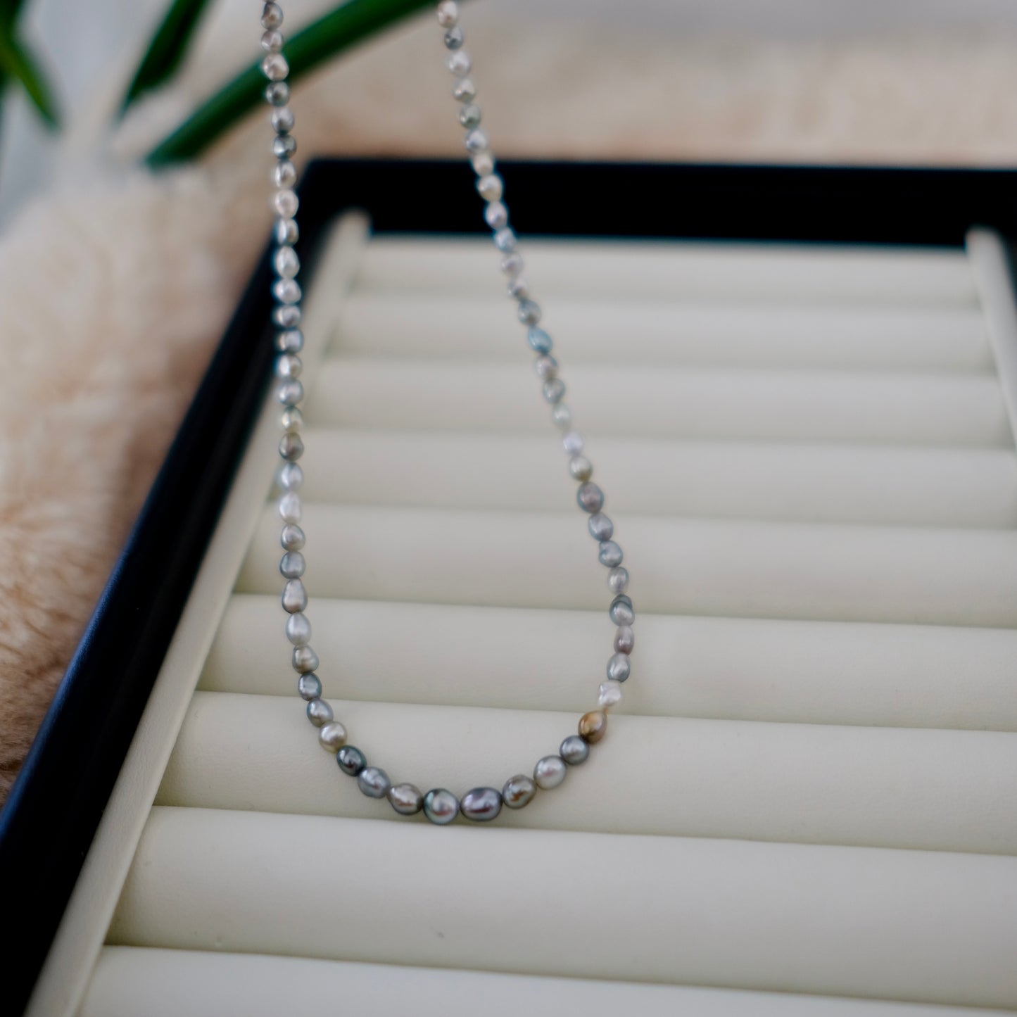 Tahitian Keshi Necklace, 3-4mm