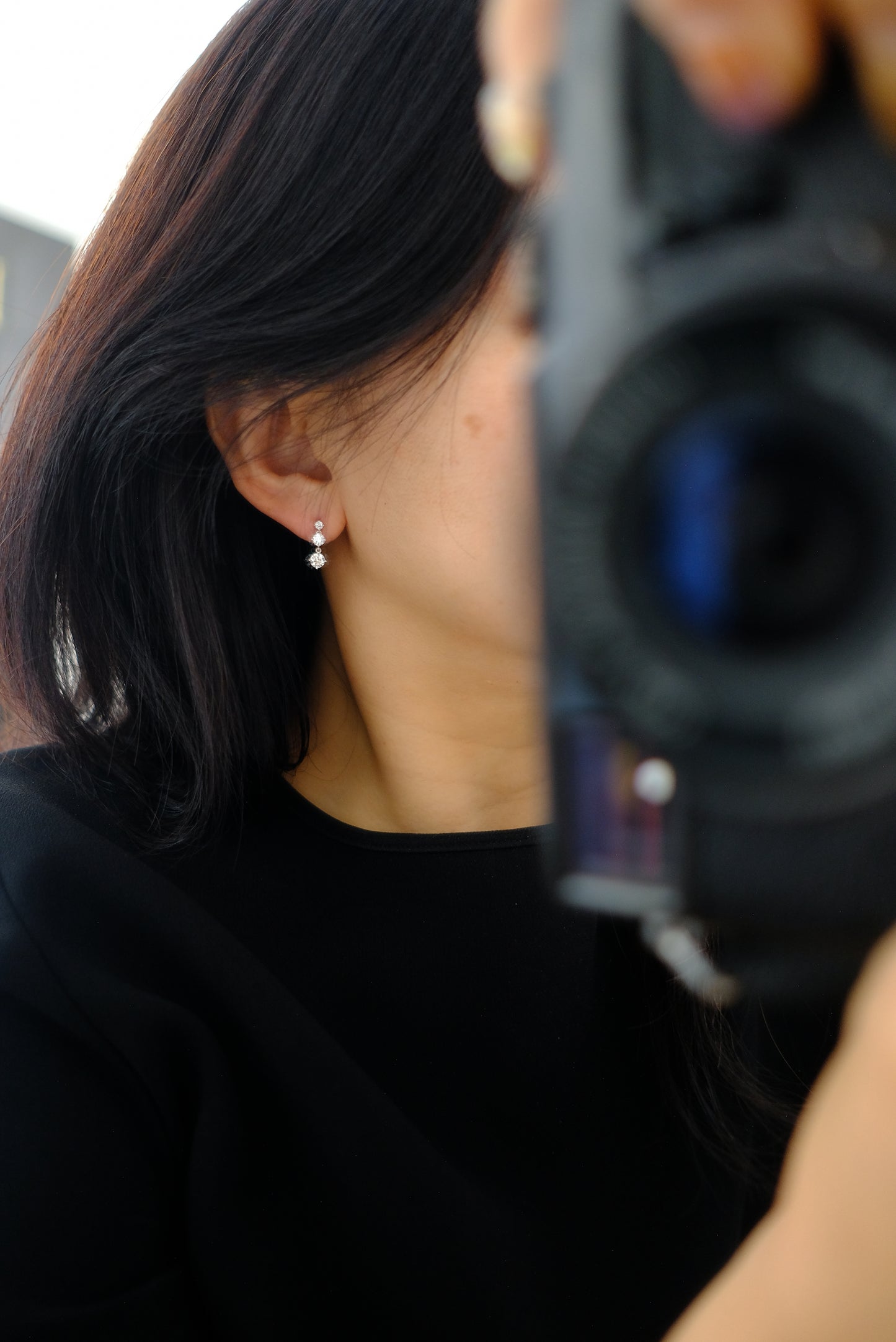 Lab Diamond Earrings, Au750, Diamond 1 Carat