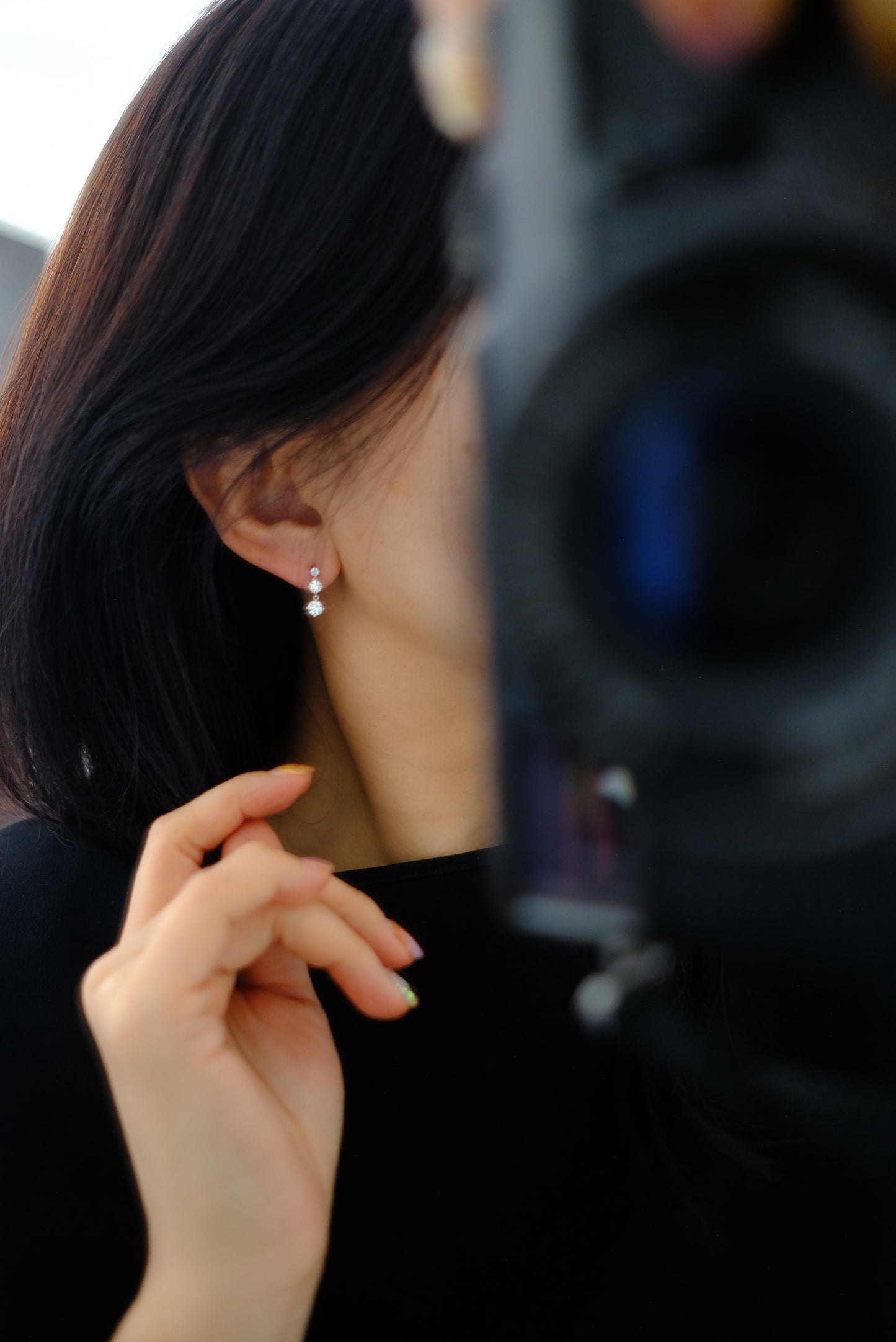 Lab Diamond Earrings, Au750, Diamond 1 Carat