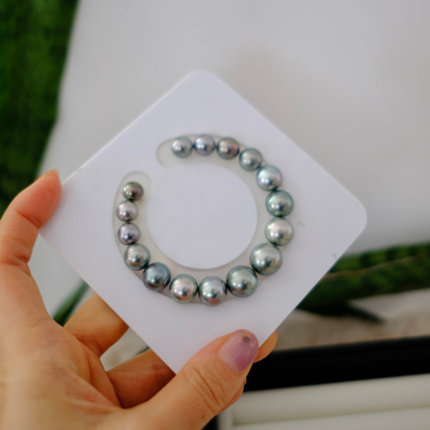Tahitian Pearl Bracelet, Round/Near Round, Platinum Grey, 8.1-12.5mm