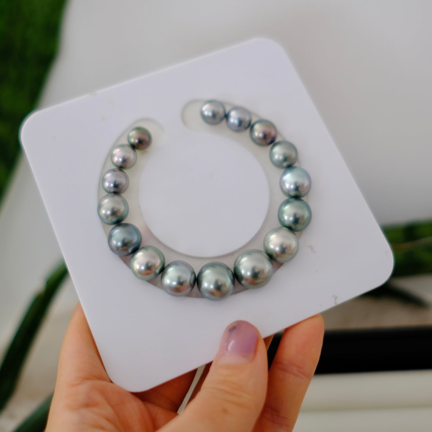 Tahitian Pearl Bracelet, Round/Near Round, Platinum Grey, 8.1-12.5mm