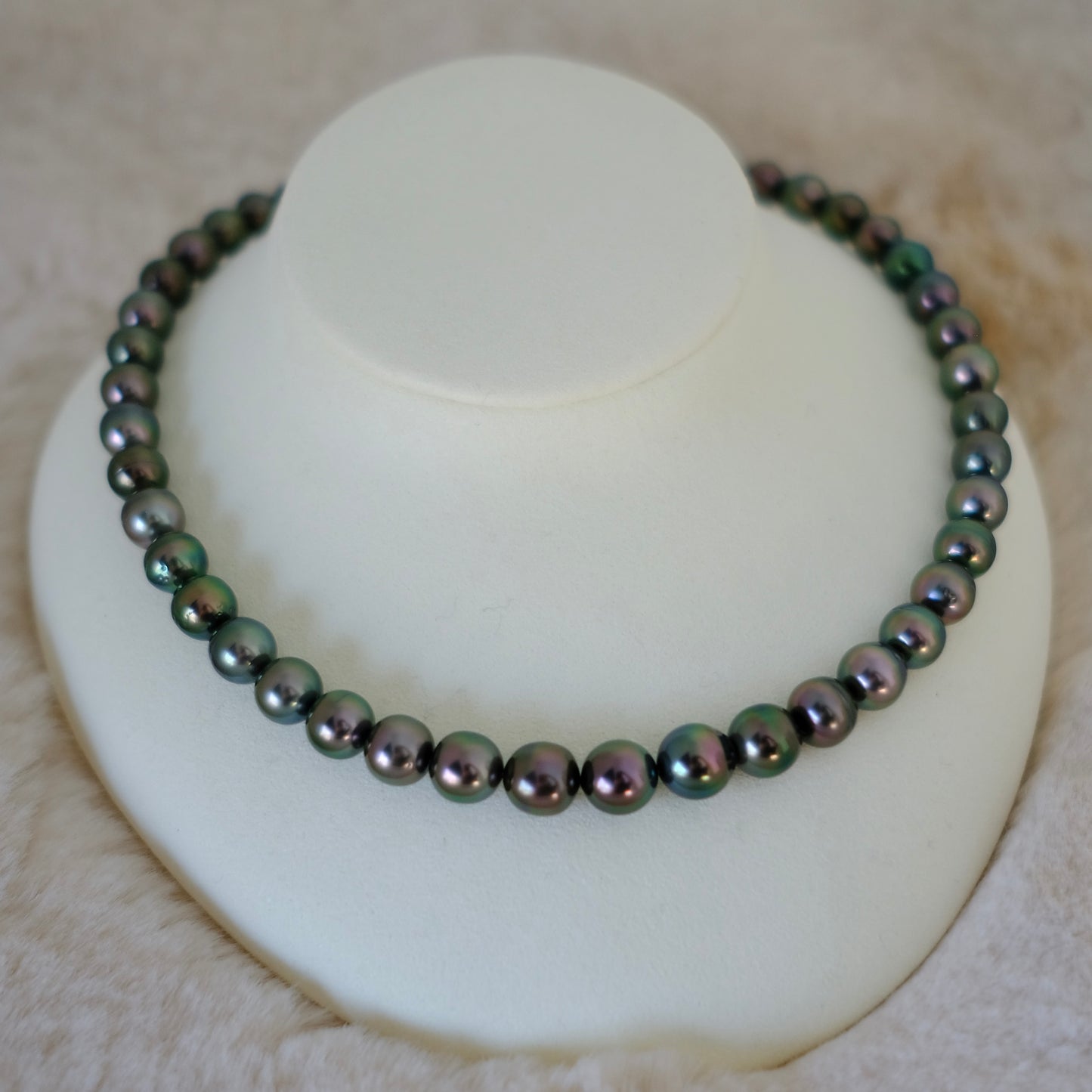 Tahitian Platinum Gray Necklace, 8.1-10.3mm, Pearl Necklace, Pearl Science Laboratory