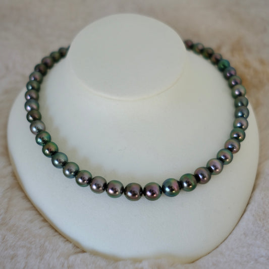 Tahitian Platinum Gray Necklace, 8.1-10.3mm, Pearl Necklace, Pearl Science Laboratory