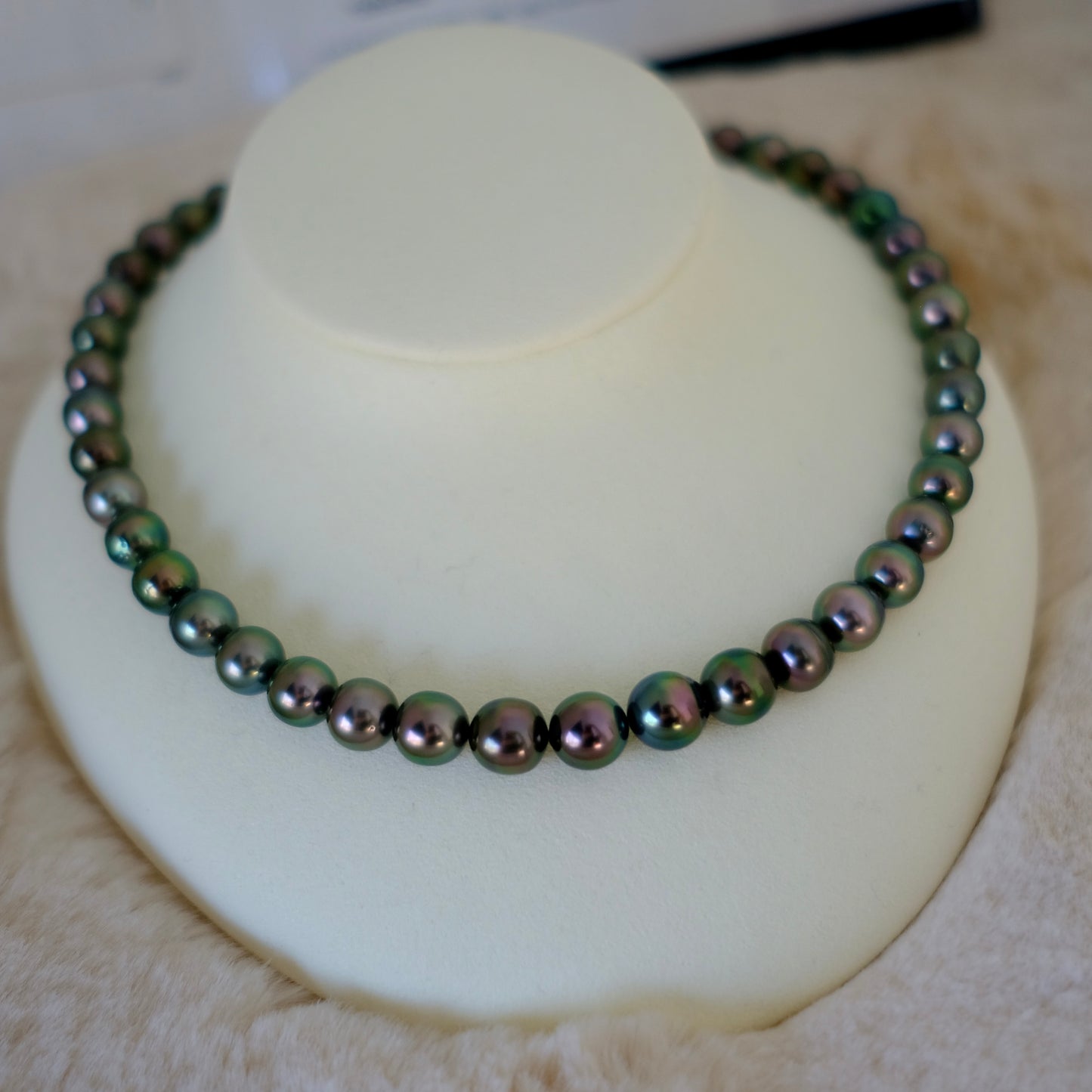 Tahitian Platinum Gray Necklace, 8.1-10.3mm, Pearl Necklace, Pearl Science Laboratory