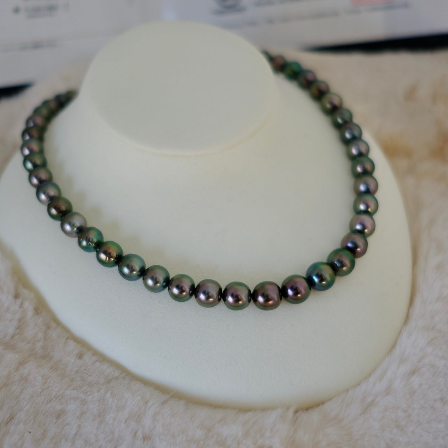 Tahitian Platinum Gray Necklace, 8.1-10.3mm, Pearl Necklace, Pearl Science Laboratory