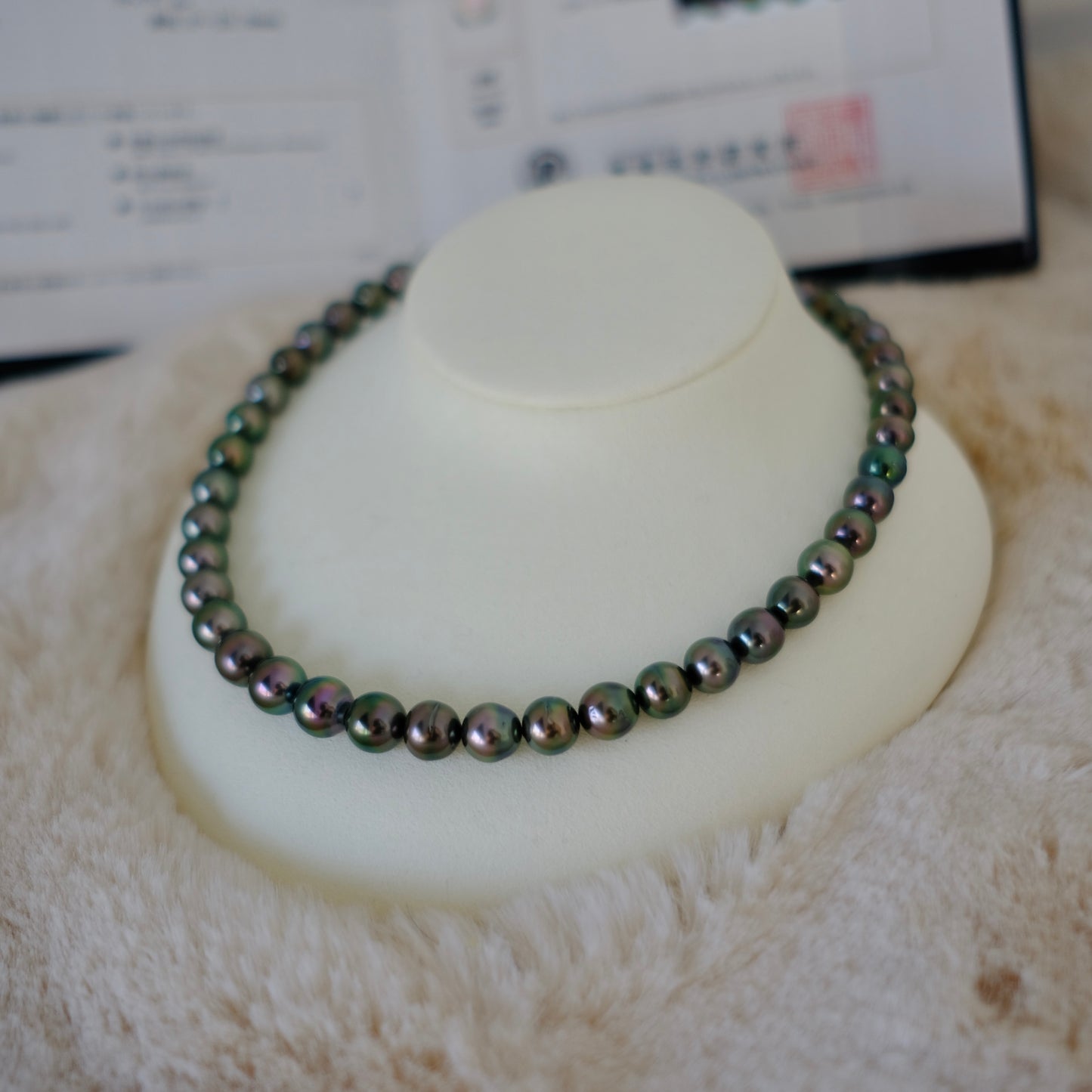 Tahitian Platinum Gray Necklace, 8.1-10.3mm, Pearl Necklace, Pearl Science Laboratory