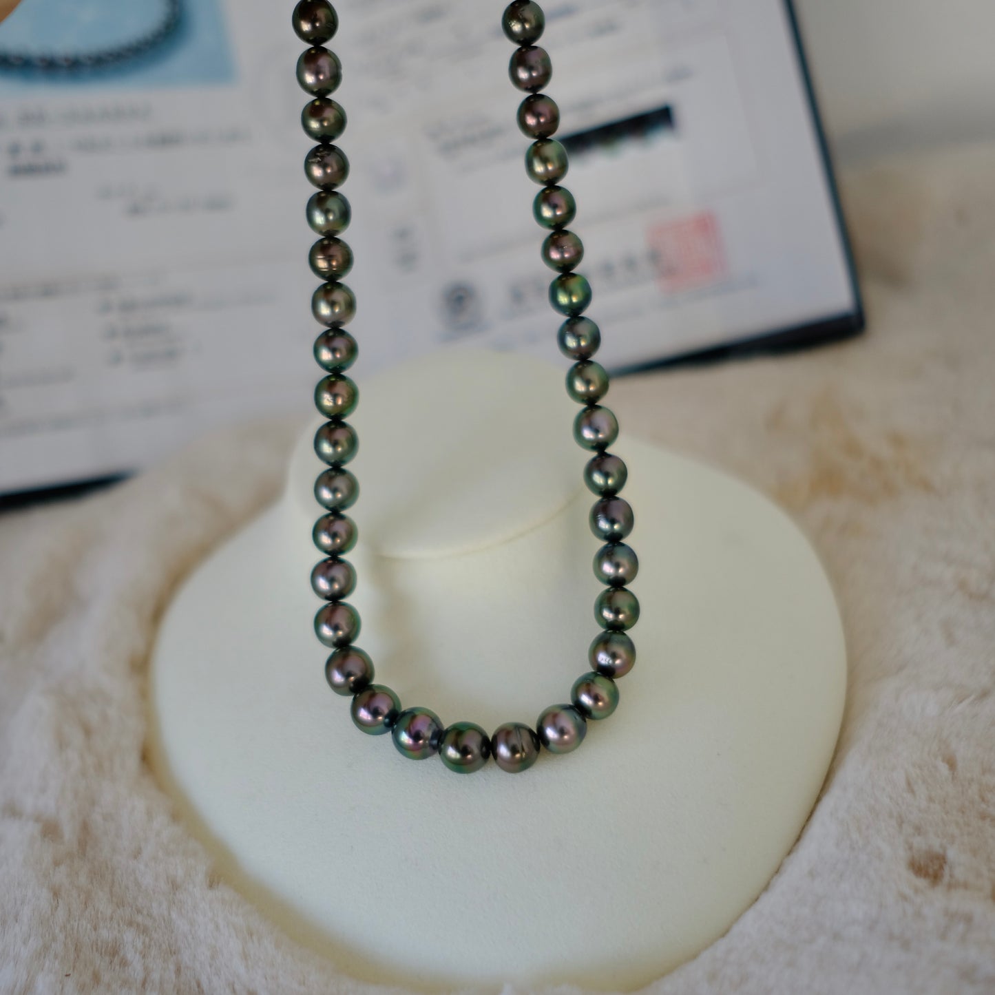 Tahitian Platinum Gray Necklace, 8.1-10.3mm, Pearl Necklace, Pearl Science Laboratory