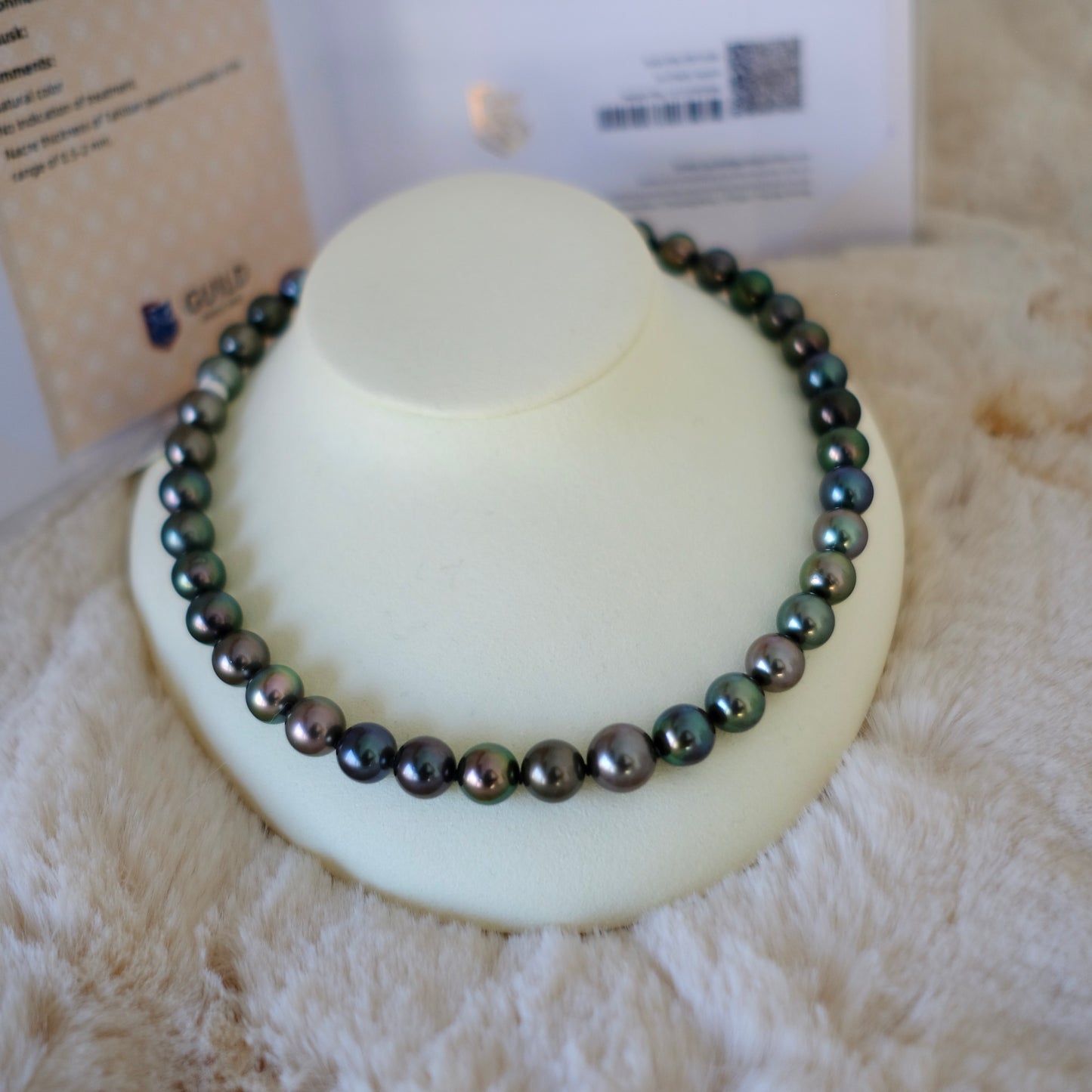 Tahitian Platinum Gray Necklace, 9.1-12.1mm, Pearl Necklace, GUILD Certificate