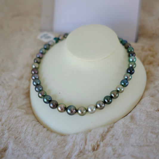 Tahitian Platinum Gray Necklace, 8.7-12mm, Pearl Necklace, GUILD Certificate