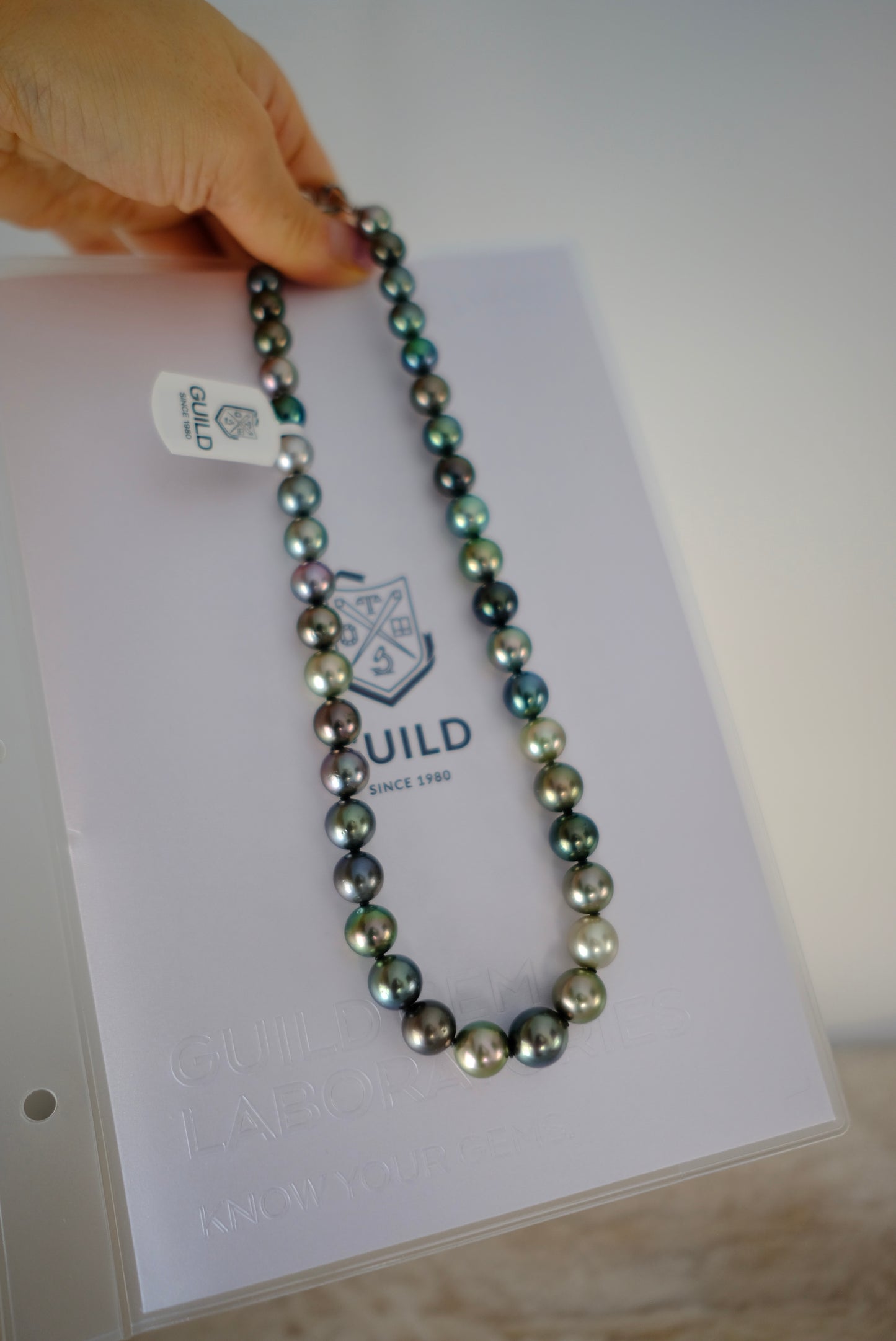 Tahitian Platinum Gray Necklace, 8.7-12mm, Pearl Necklace, GUILD Certificate