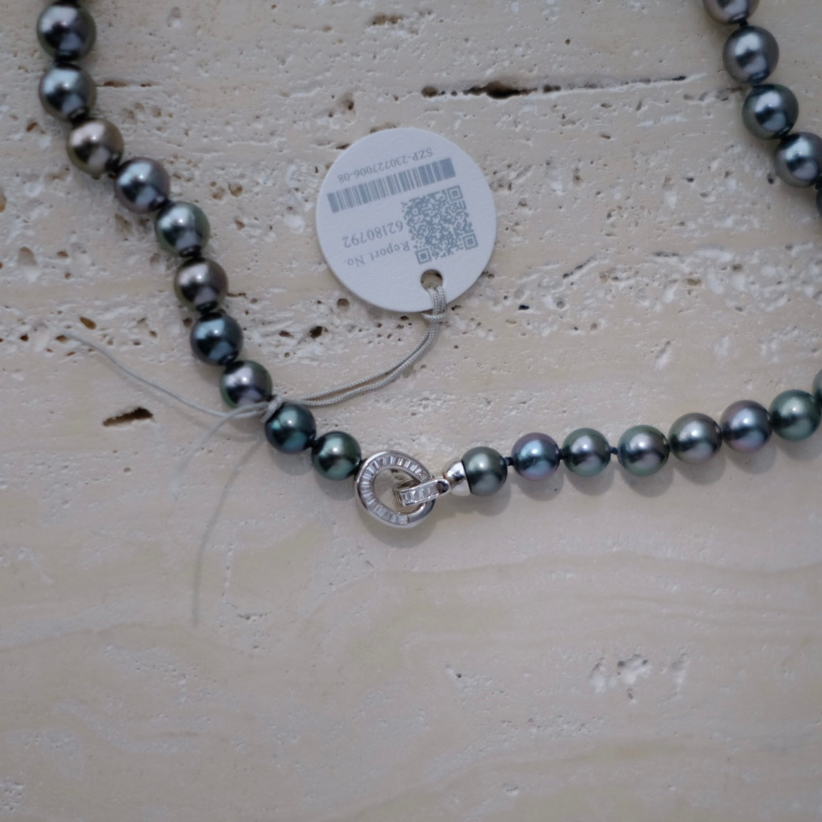 Tahitian Platinum Gray Necklace, 8.2-10.8mm, Pearl Necklace, GUILD Certificate