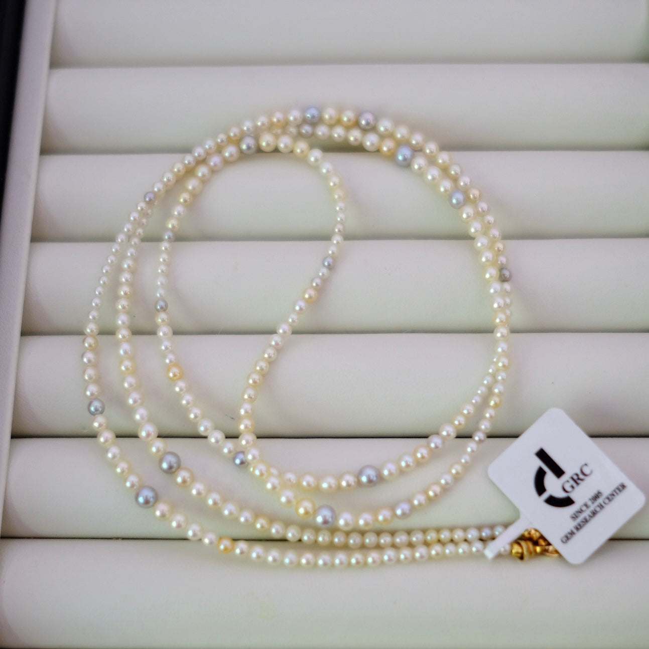 Akoya, 2.5-4.5mm, Long Pearl Necklace, 80cm, BEST GEM, GRC Certificate