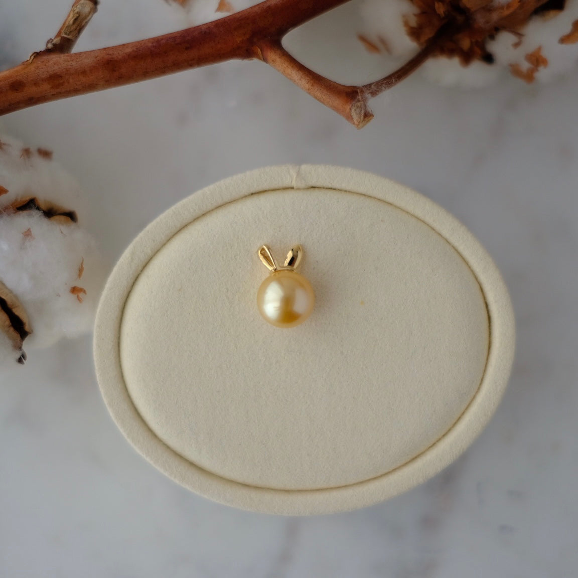 Golden South Sea Pearl, 18K Diamond Pendant, 12mm