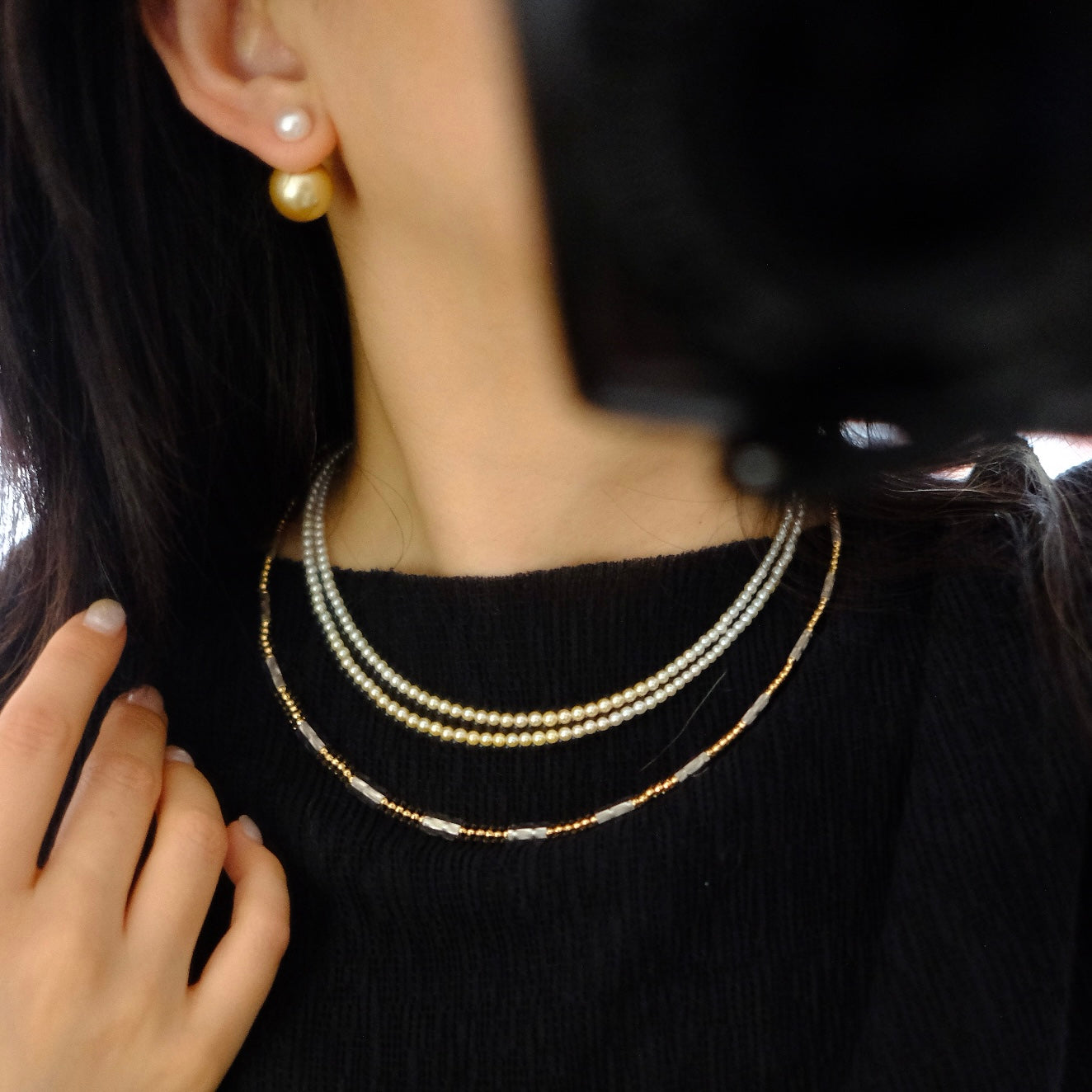 Akoya, 3-4mm, Long Pearl Necklace, 75cm, BEST GEM, GRC Certificate
