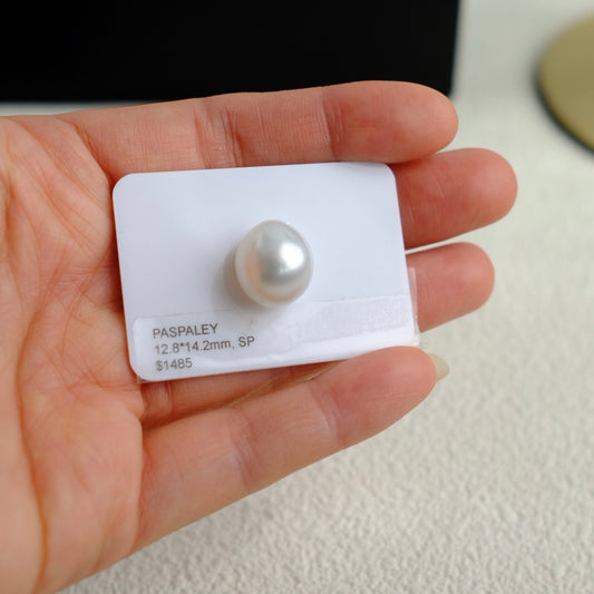 White South Sea Loose Pearl, Single Drop 12.8*14.2mm, PASPALEY