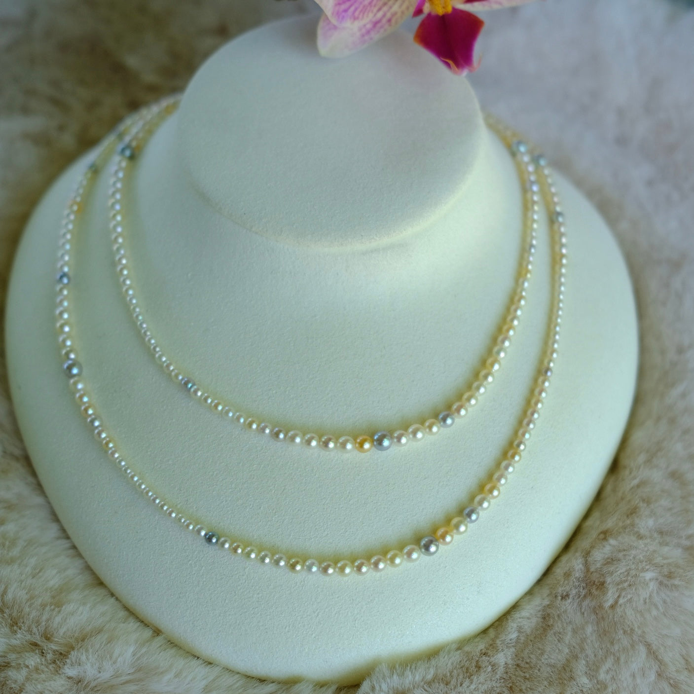 Akoya, 2.5-4.5mm, Long Pearl Necklace, 80cm, BEST GEM, GRC Certificate