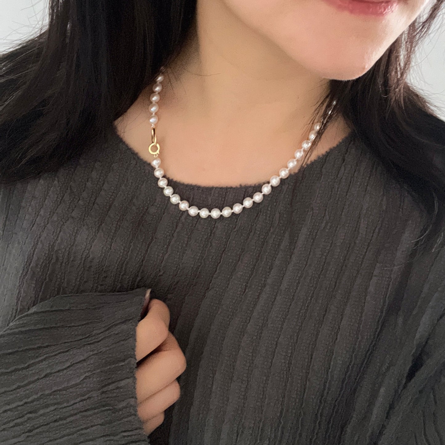White Freshadama Freshwater Pearl Necklace,6.5-7mm 20 Inch