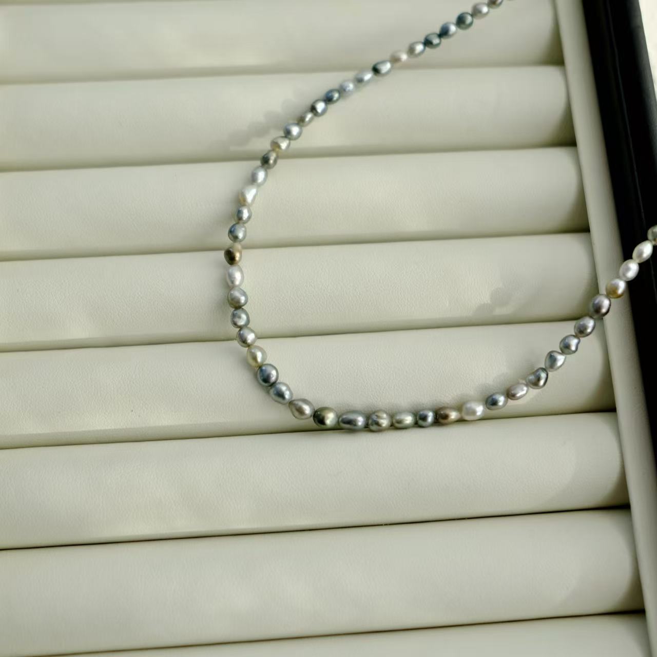 Tahitian Keshi Necklace, 3-4mm